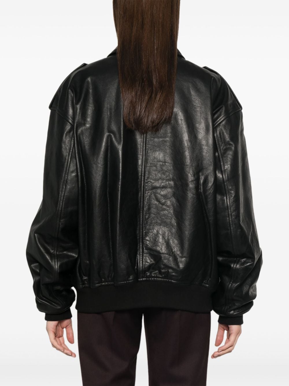 Shop The Frankie Shop Viper Leather Jacket In Black