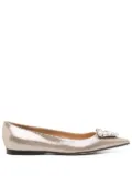 Sergio Rossi crystal-embellished ballerina shoes - Gold
