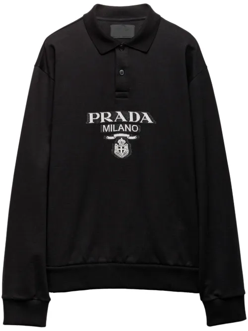 Polo à logo en jacquard - Prada - Modalova