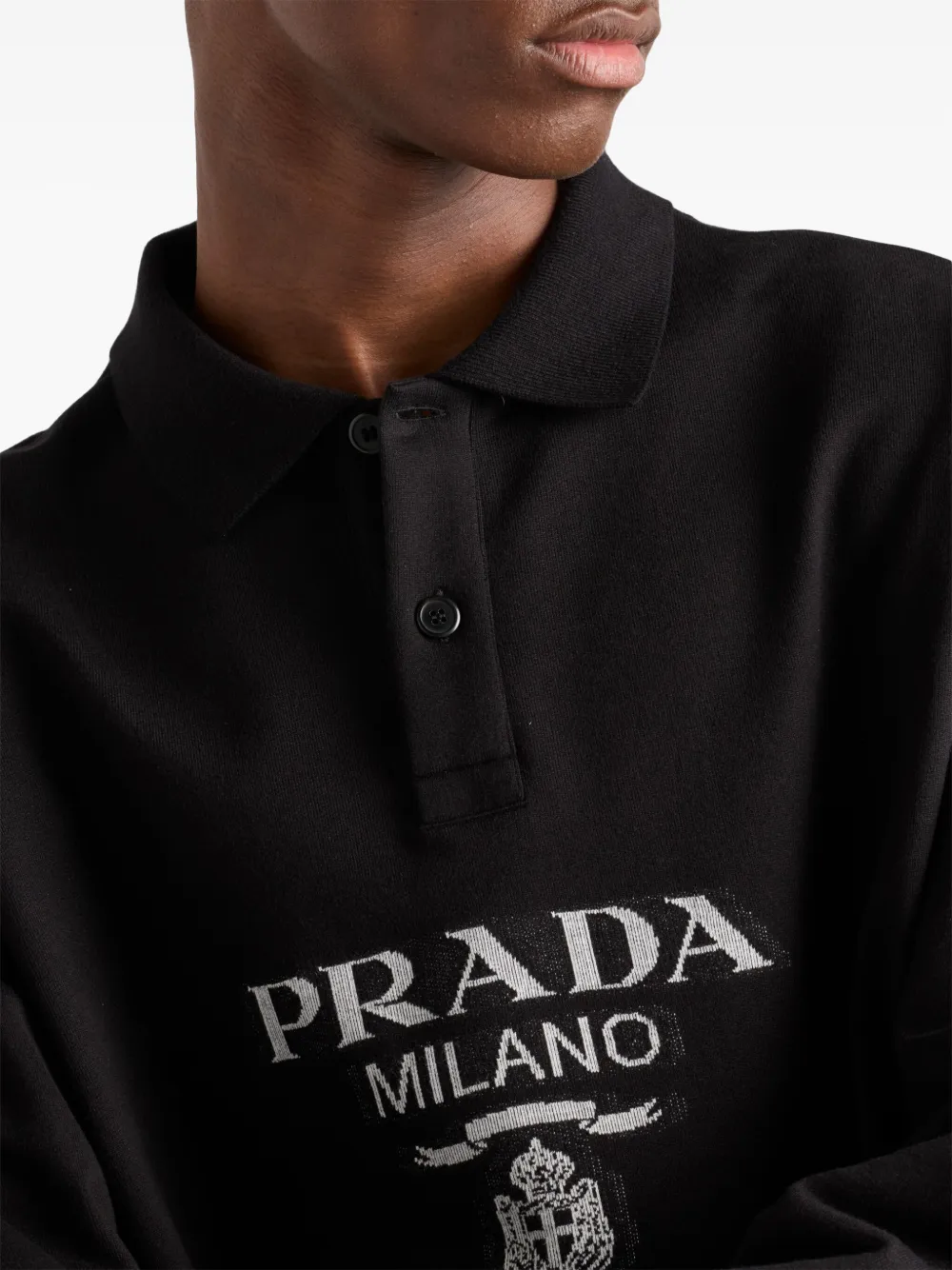Prada Poloshirt met logo-jacquard Zwart