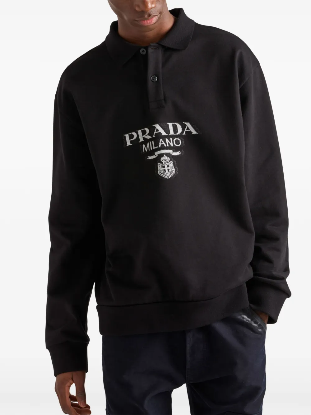 Prada Poloshirt met logo-jacquard Zwart