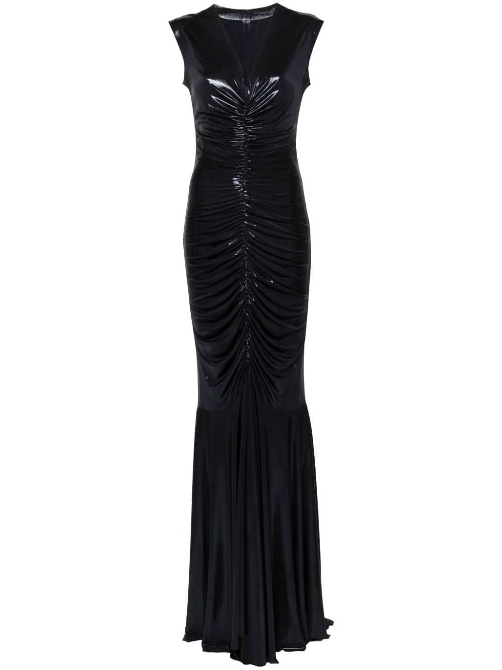 Norma Kamali V-neck fishtail gown - Blue