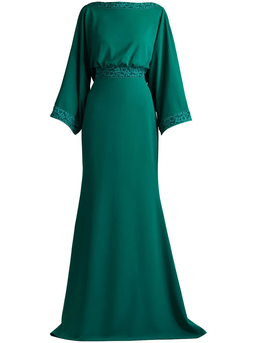 Tadashi Shoji Long-sleeve Open-back Gown In Green