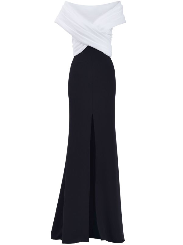 Tadashi black and shops white dress