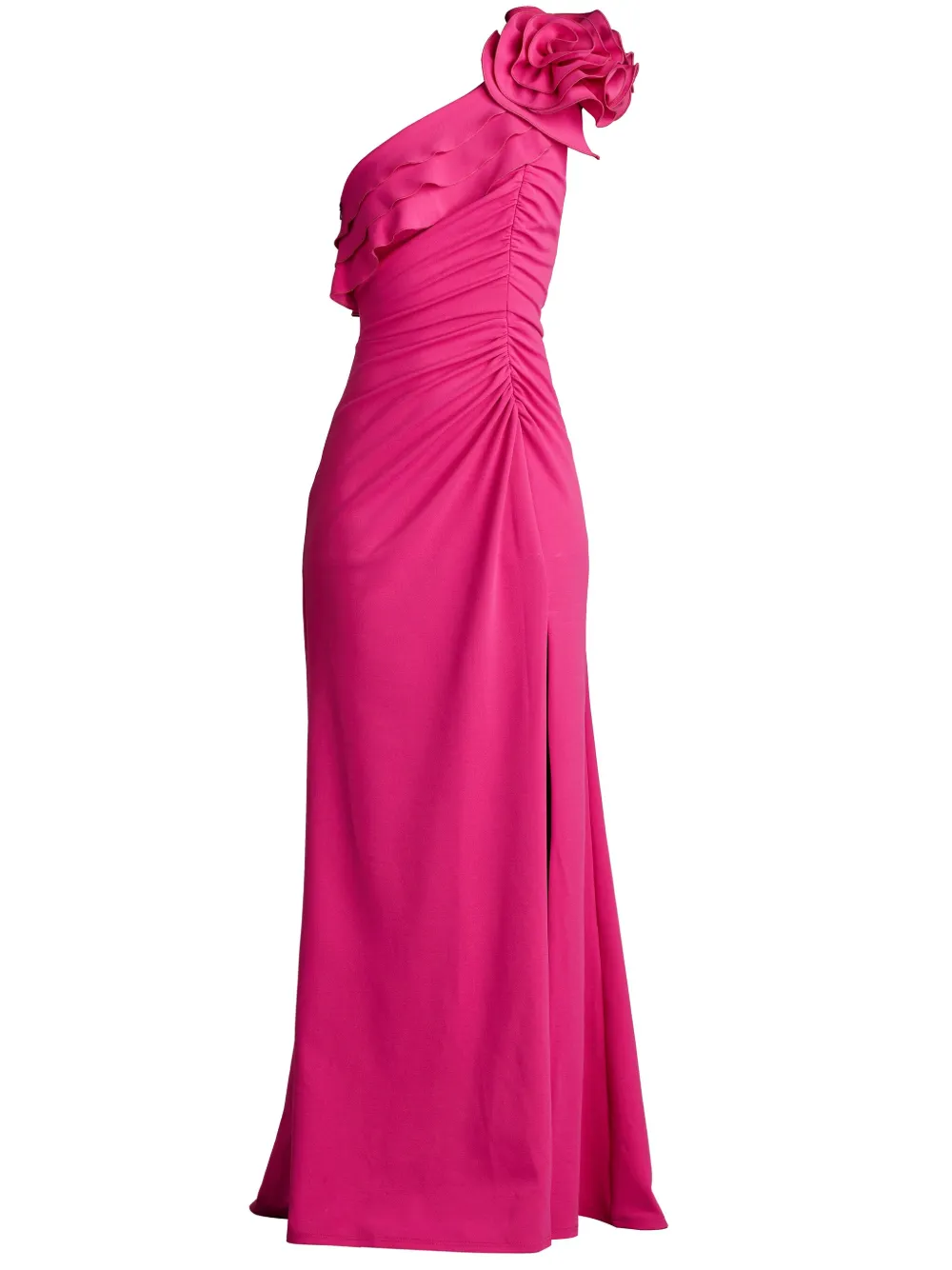 Tadashi Shoji Women's One-shoulder Flower Detail Crepe Gown In Pink