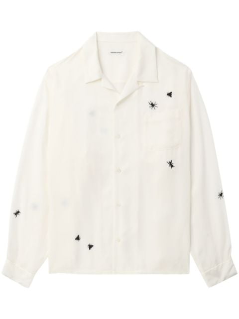 spider-embroidery semi-sheer shirt