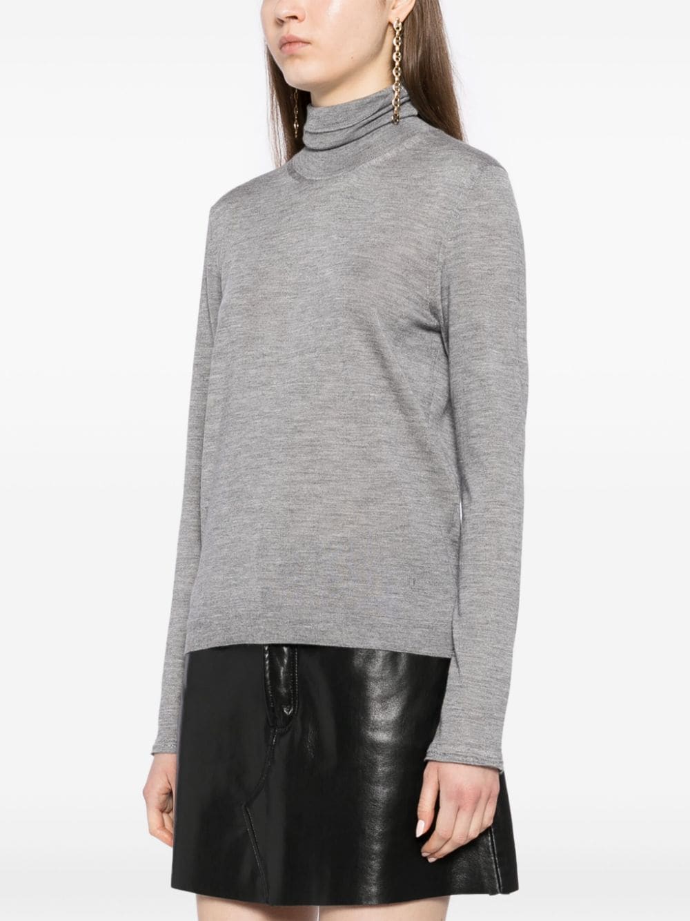 Shop Tom Ford Turtleneck Knitted Top In Grey