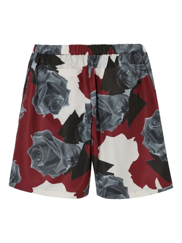 Undercover UP1D4505 ローズプリント ショートパンツ Undercover ローズプリント ショートパンツ | レッド | FARFETCH JP