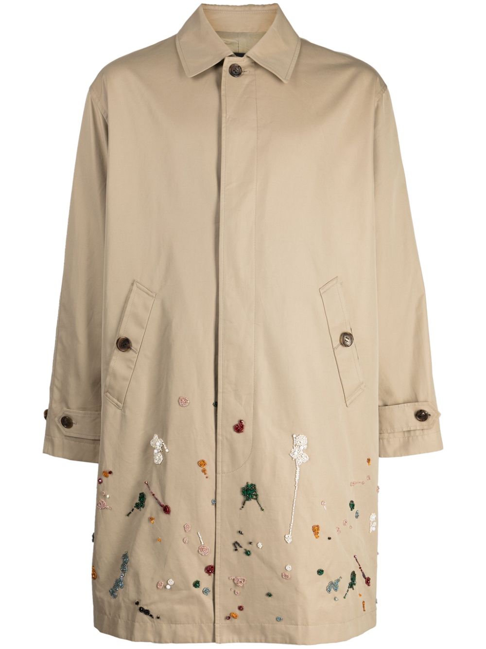 Undercover Bead-embellished Single-breasted Coat In Neutral