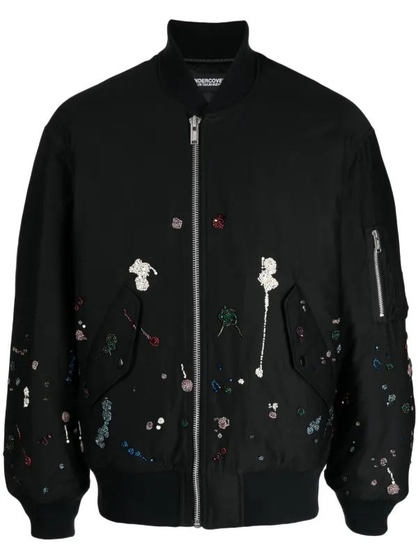 Undercover rhinestone-embellished Cotton Bomber Jacket Black
