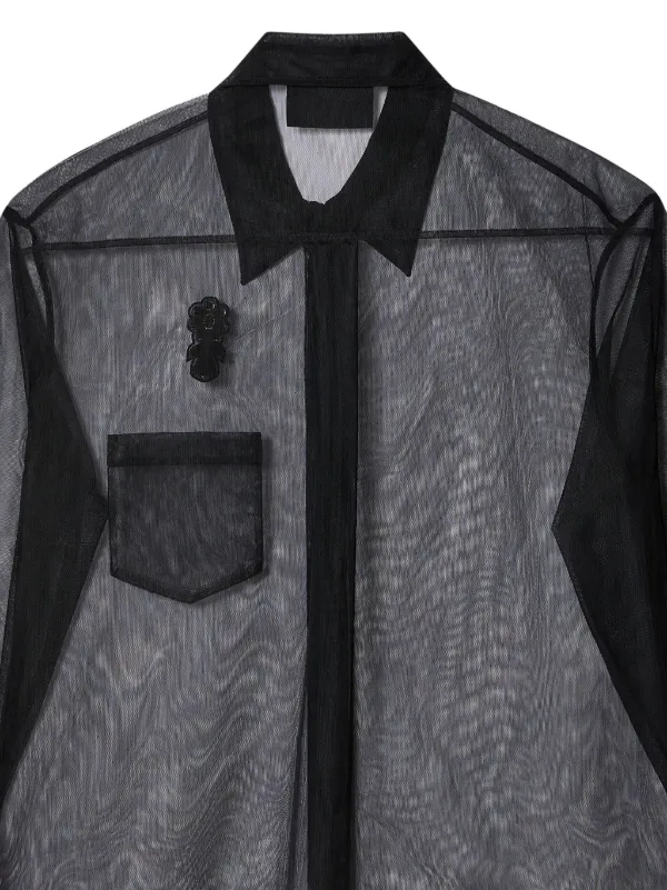 Simone Rocha Embellished Sheer Shirt | Black | FARFETCH