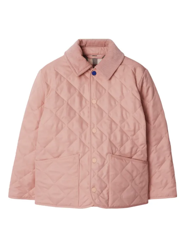 Burberry Kids Chamarra Con Capitonado De Rombos Rosado FARFETCH AR