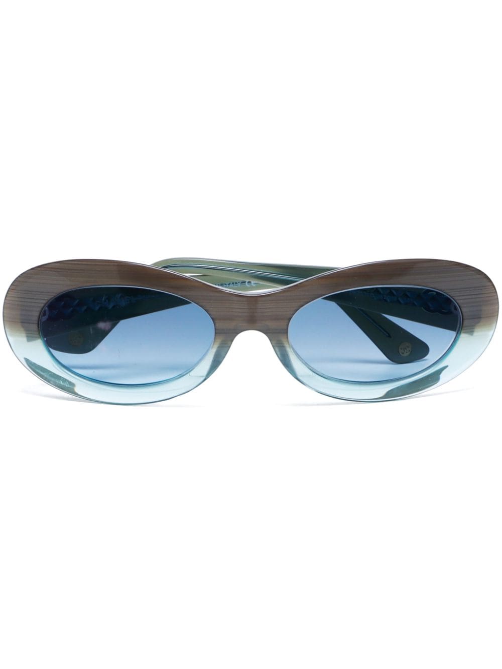 Pre-owned Chanel 2000s Cc Oval-frame Sunglasses In Blue