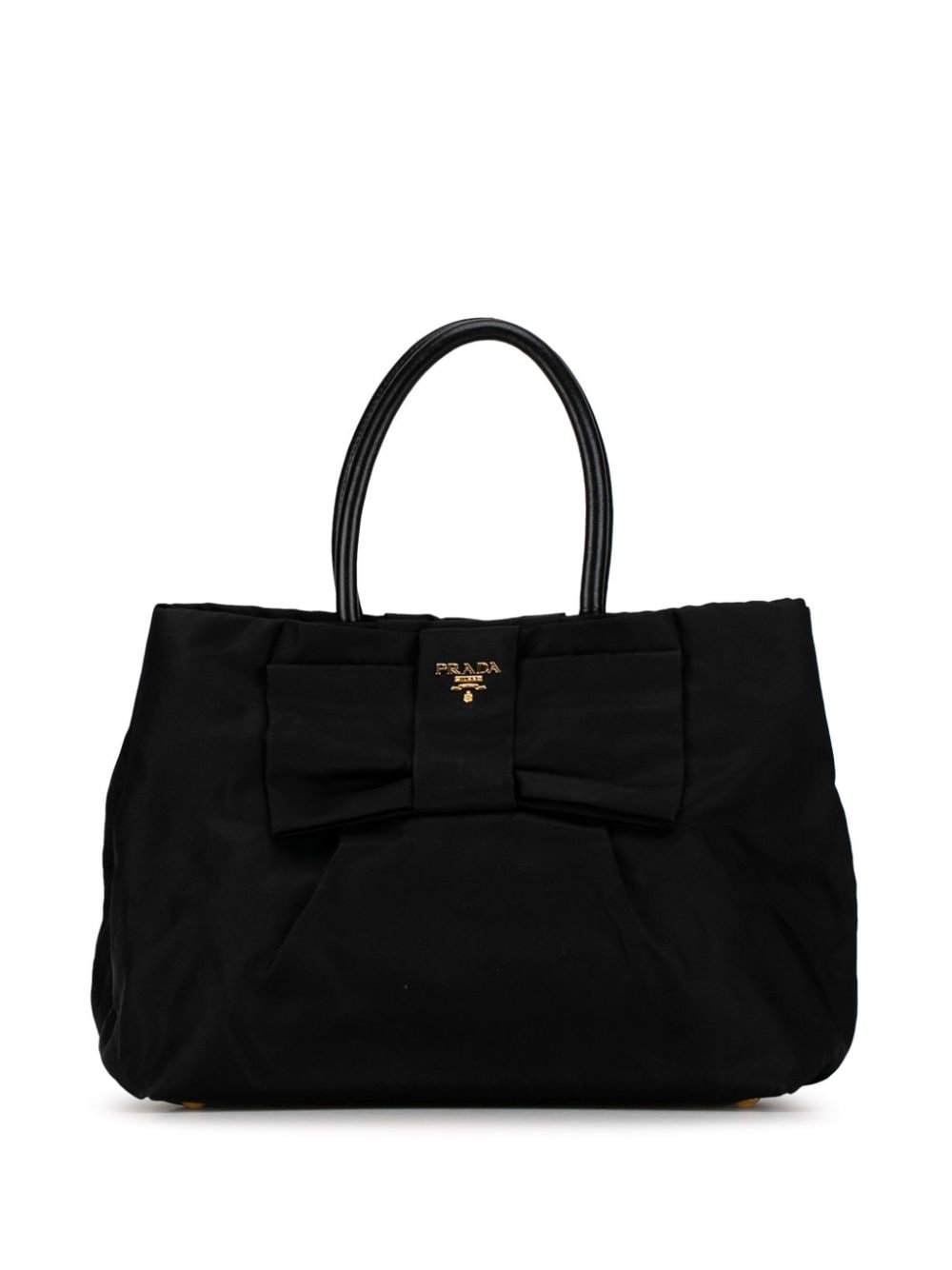 Pre-owned Prada 2010-2023 Tessuto Fiocco Bow Tote Bag In Black
