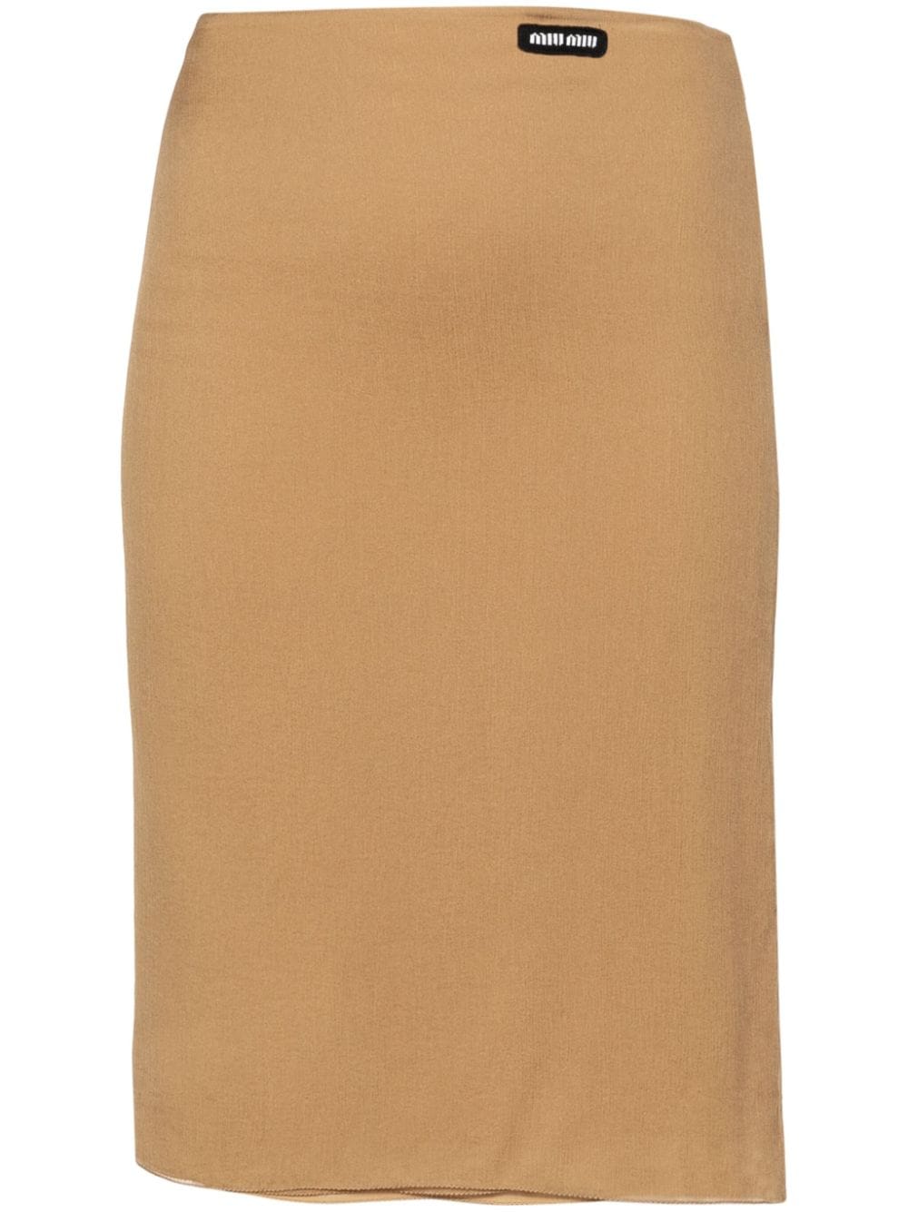 Shop Miu Miu Silk Mini Skirt In Nude