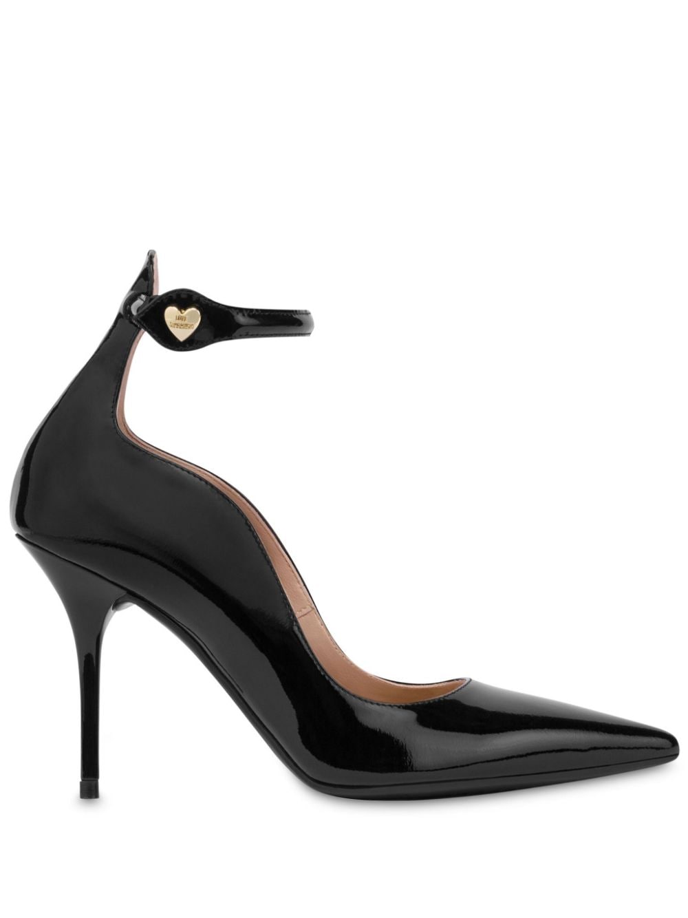 Love Moschino 100 mm leren pumps met puntige neus Zwart