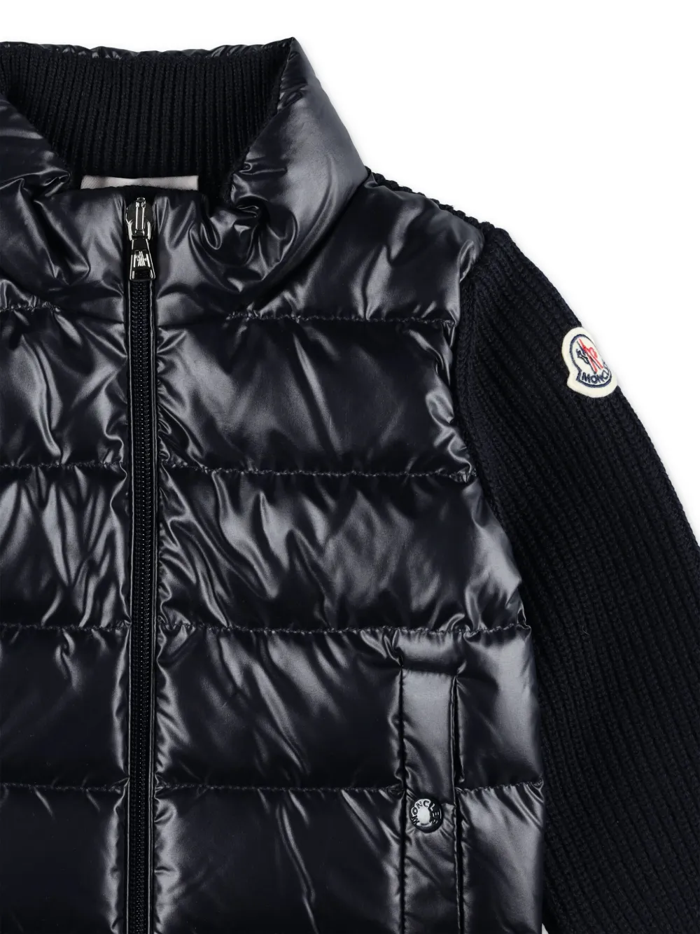 Moncler Enfant Gewatteerd jack met logopatch Zwart