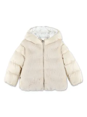 Moncler Enfant fleece-panelling Padded Jacket | White | FARFETCH