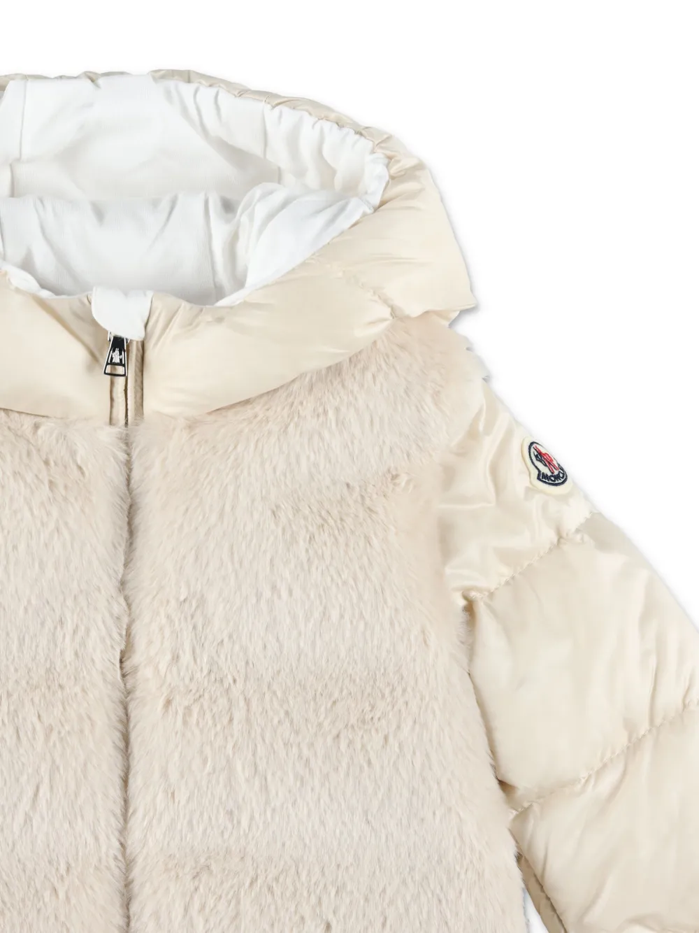 Moncler Enfant Gewatteerd jack met logopatch Beige