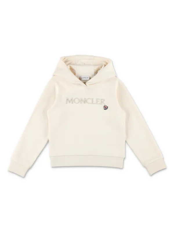 Moncler Enfant Hoodie Med Broderad Logotyp Vit FARFETCH SE