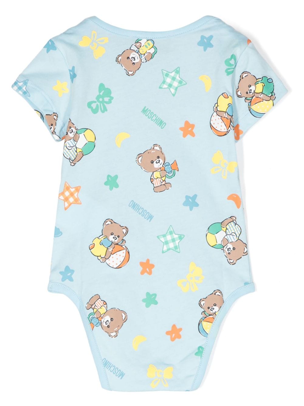 Moschino Kids Katoenen romper met teddybeerprint - Blauw