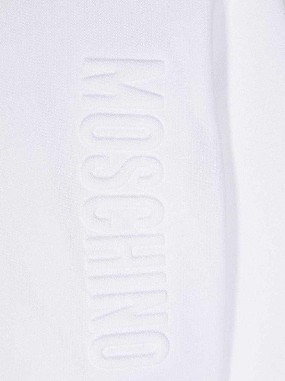 Shop Moschino Logo-embossed Cotton Hoodie In Weiss