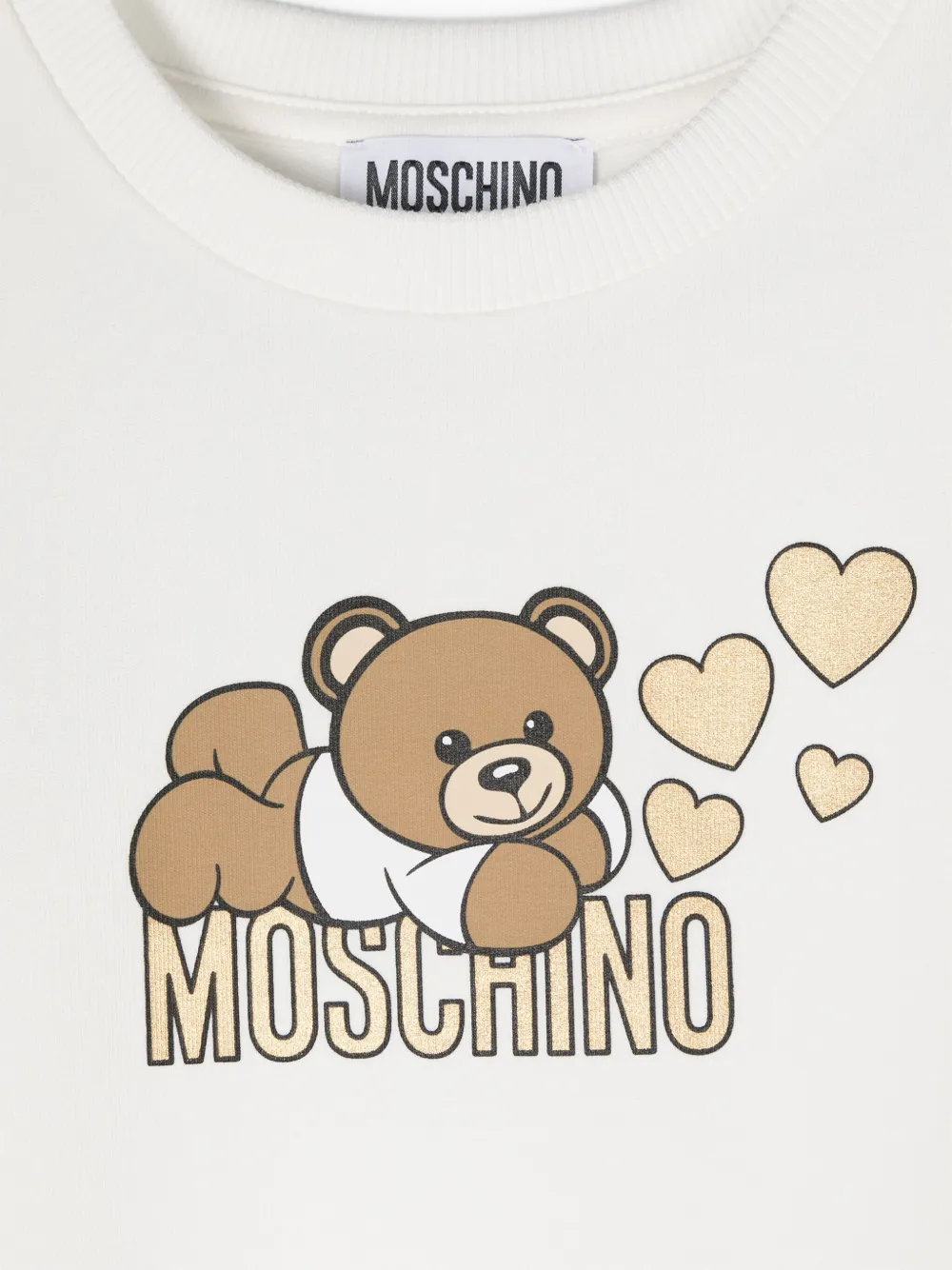 Moschino Kids Jersey jurk met teddybeer logoprint Wit