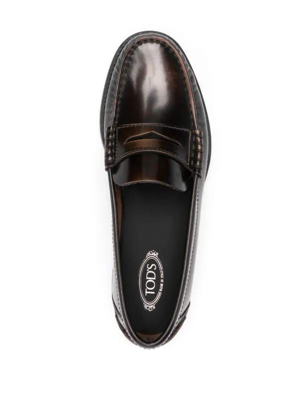 Tod's Mocassins En Cuir à Effet Brossé Marron FARFETCH FR