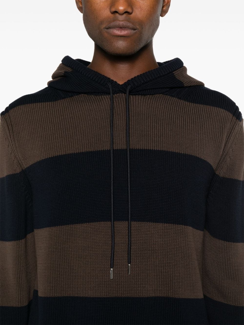 Shop Moncler Striped Hooded Jumper In 蓝色