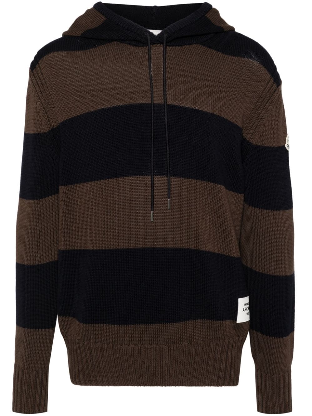 Shop Moncler Striped Hooded Jumper In 蓝色