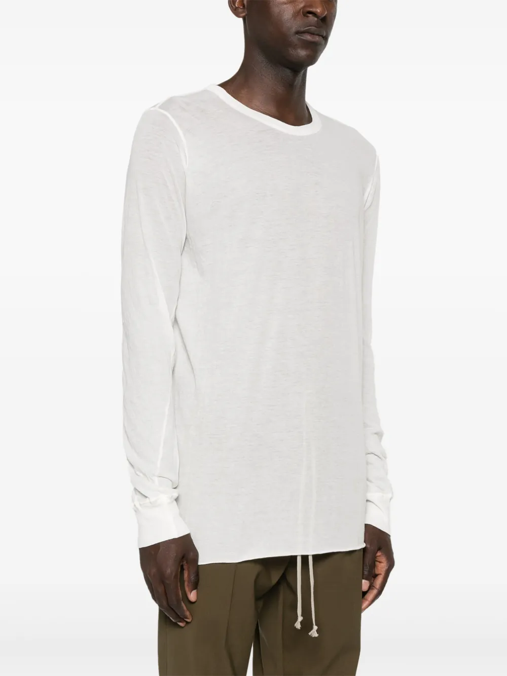 Rick Owens Doorzichtig katoenen T-shirt met lange mouwen Wit