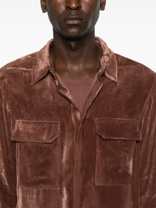 RICK OWENS（リックオウエンス）ベルベットシャツ RICK OWENS - 【24AW】ベロア ワーク シャツ / WORK SHIRT