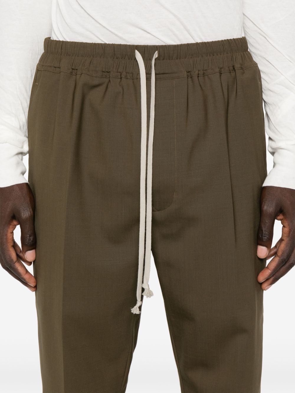 Shop Rick Owens Pressed-crease Straight Trousers In Green