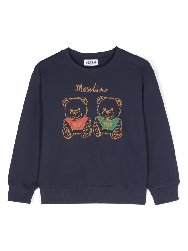 Moschino Kids Teddy Bear Cotton Sweatshirt Blue FARFETCH UZ