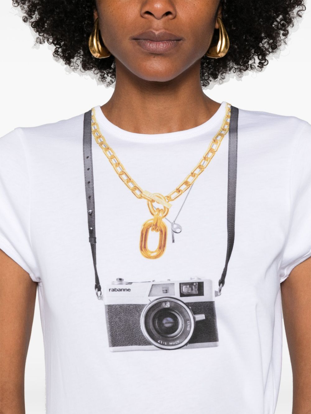 Find the best product deals Rabanne camera-print cotton T-shirt Women