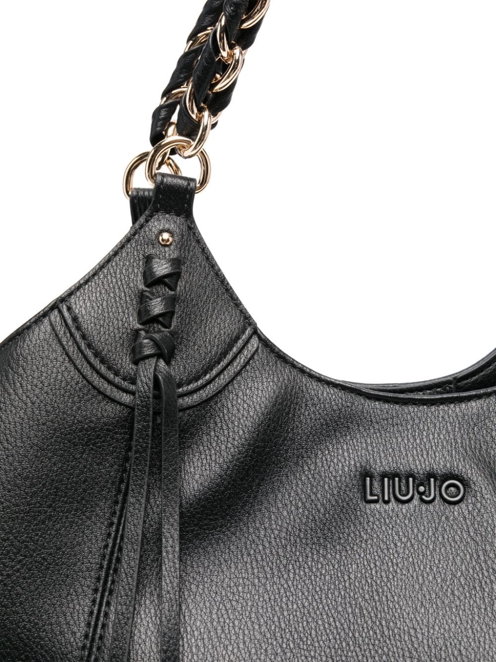 Shop Liu •jo Logo-lettering Shoulder Bag In Black