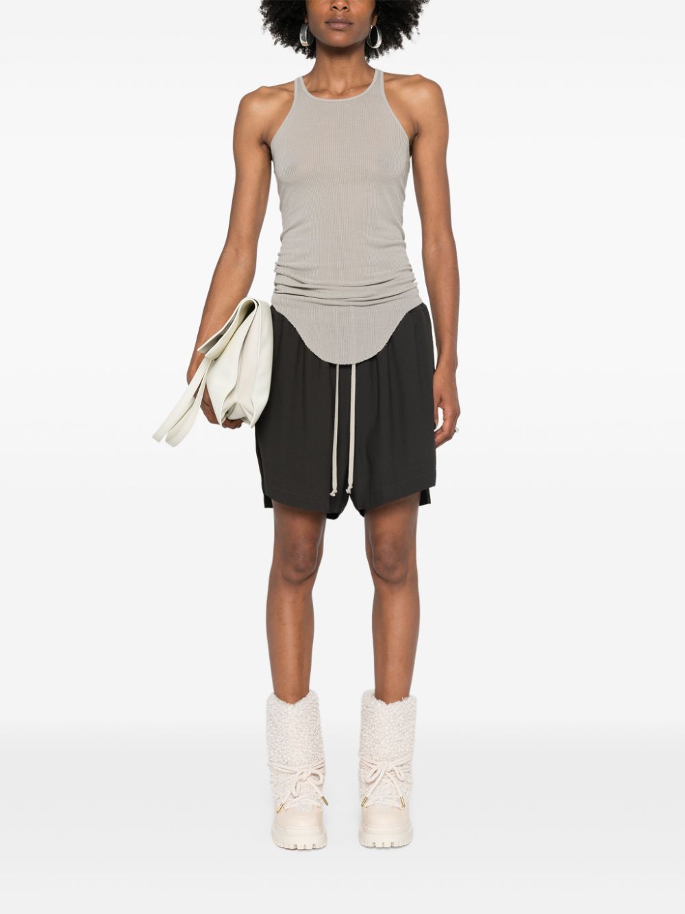 Shop Rick Owens Racerback Ribbed Tank Top In Grey