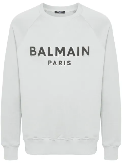 Balmain logo-flocked cotton sweatshirt Men