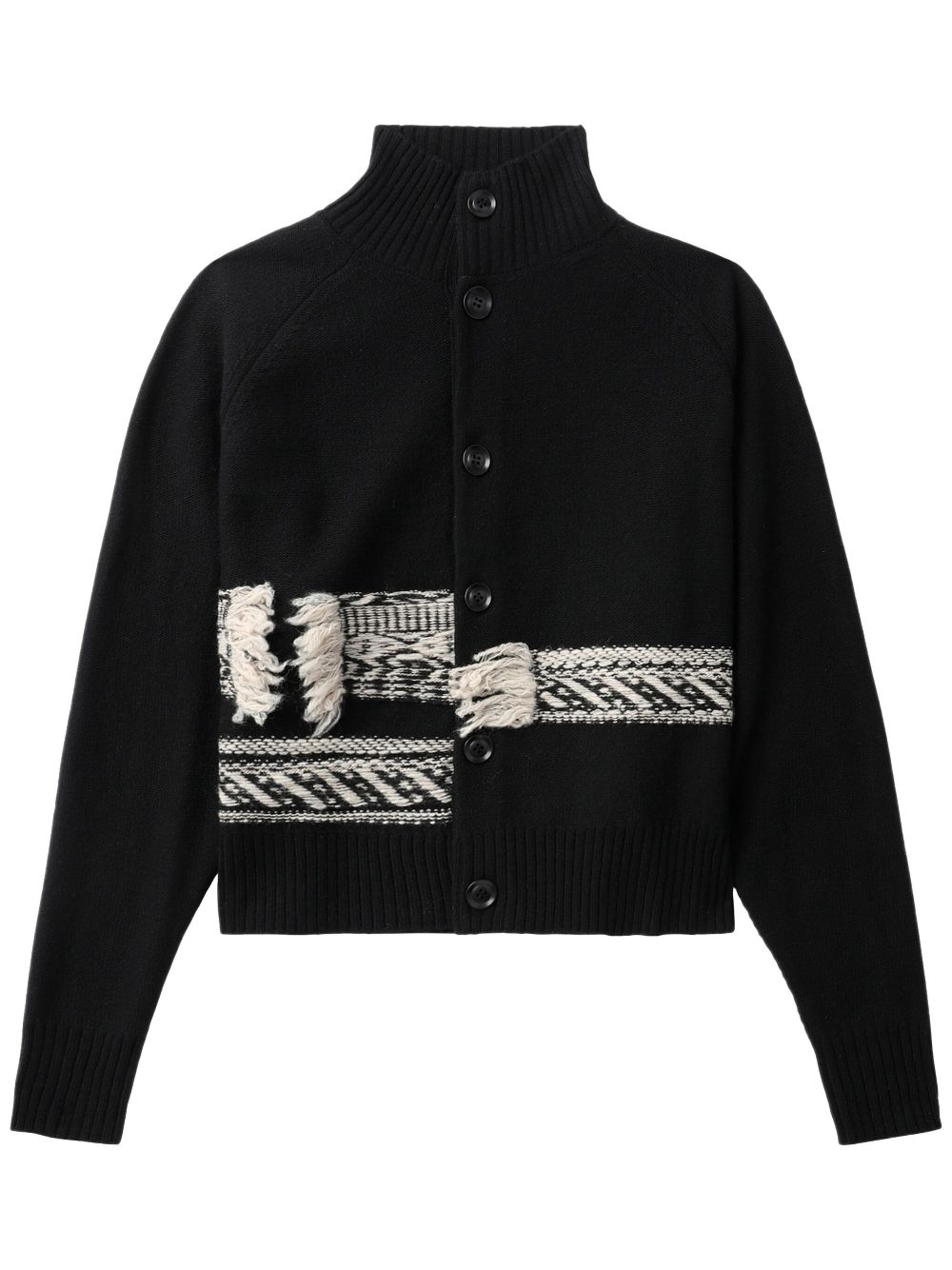 Y's frayed knitted cardigan - Black