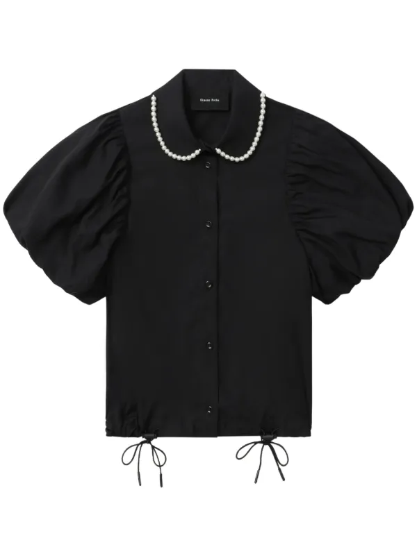 Simone Rocha pearl-embellished Shirt | Black | FARFETCH BH 
