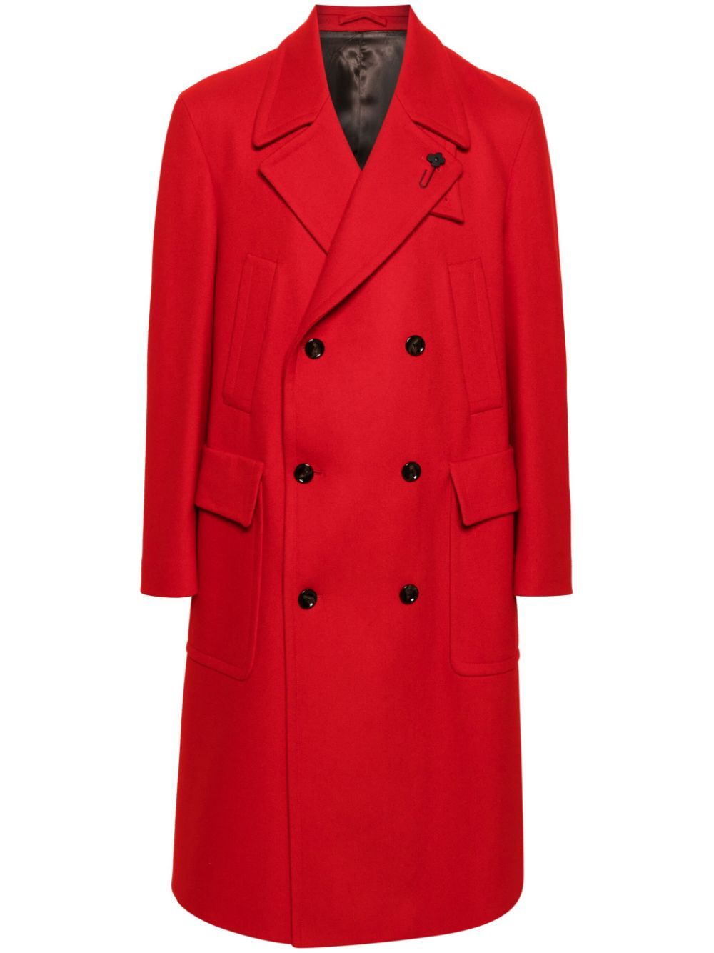 Lardini Double-breasted Long Coat In Red