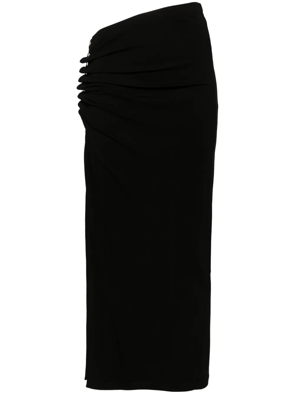 Rabanne - ruched midi skirt - women - Viscose/Spandex/Elastane - 40 - Black