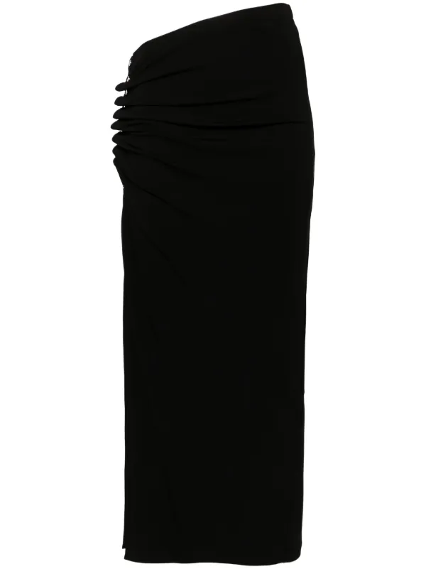 Rabanne Ruched Midi Skirt in Black