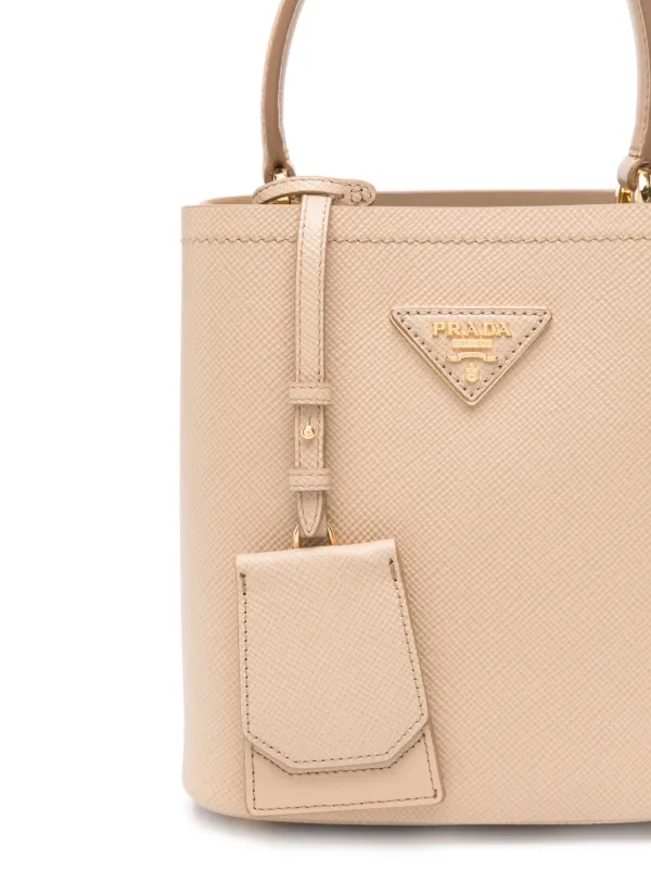 【PRADA】SMALL PANIER CALF LEATHER TOTE BAG Prada Small Panier Tote Bag | Neutrals | FARFETCH BE