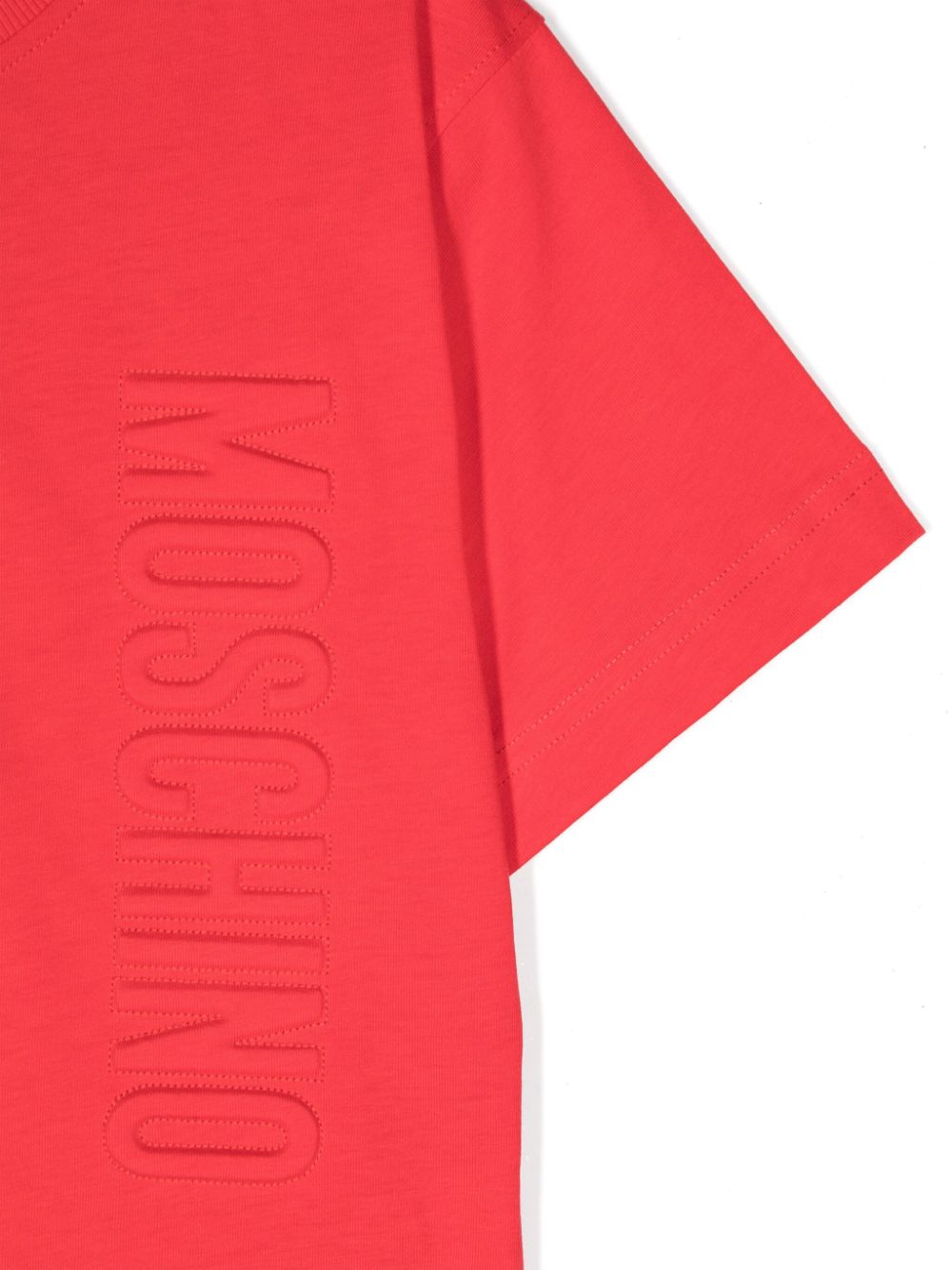 Shop Moschino Logo-embossed Cotton T-shirt In Rot