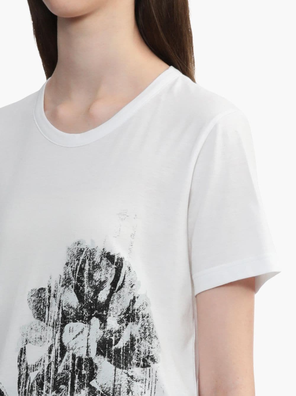 Shop Y's Floral-print T-shirt In 白色