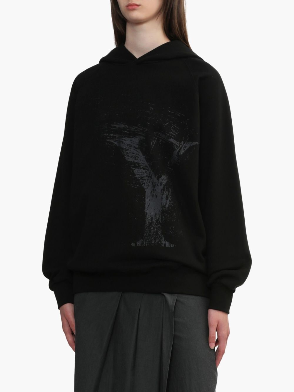 Shop Y's Logo-print Hoodie In 黑色