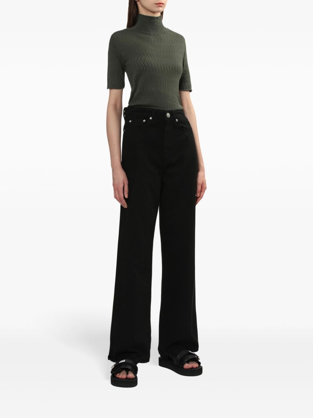 A.P.C. stand-up collar knitted top - Groen