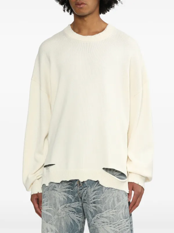 Helmut Lang ダメージ セーター | ホワイト | FARFETCH JP