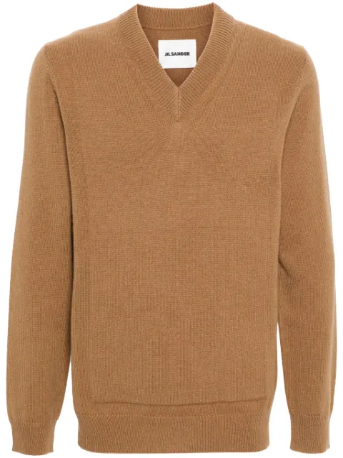 Jil Sander Suéter gola V de tricô canelado